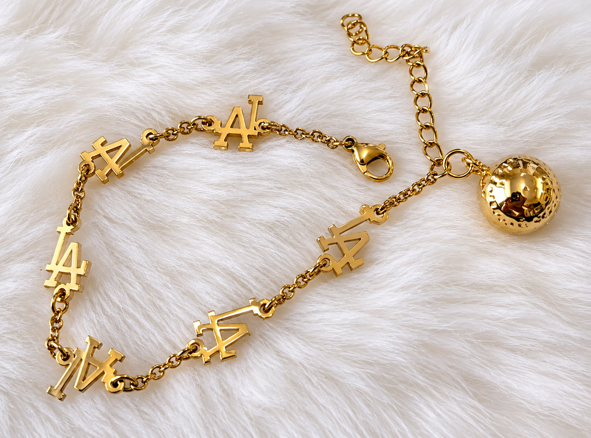 LA- Inspired Charm Bracelet w| Mini Baseball